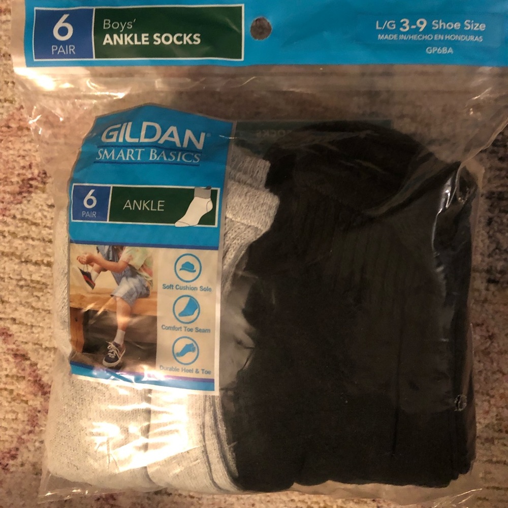 Gildan Smart Basics Boys Ankle Socks - Size 3 - 9